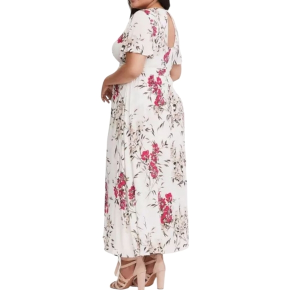 Torrid White Floral Challis Overskirt Romper - Picture 3 of 10